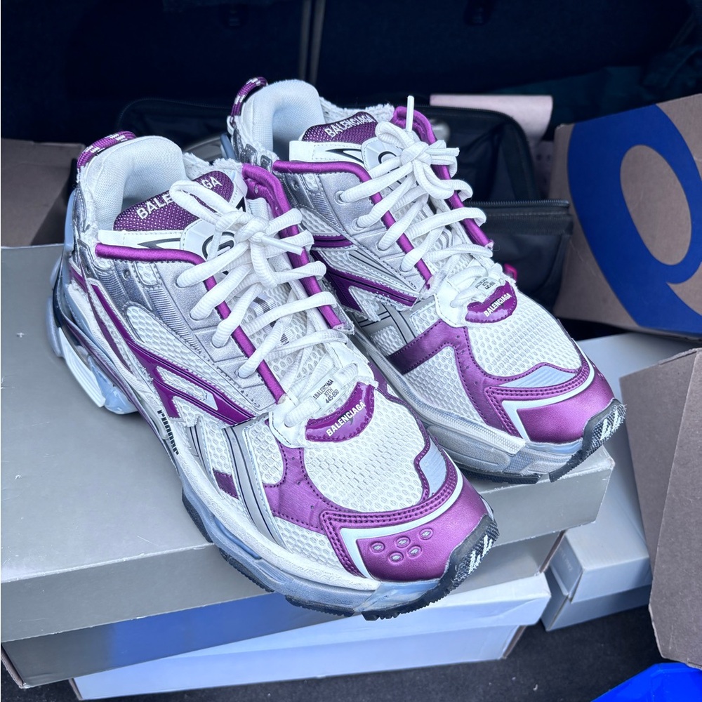 Balenciaga Women's Purple and White Sneakers